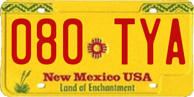 NM license plate 080TYA