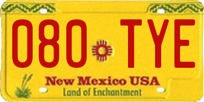 NM license plate 080TYE