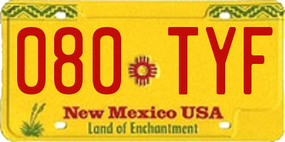 NM license plate 080TYF