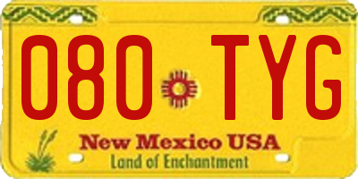 NM license plate 080TYG