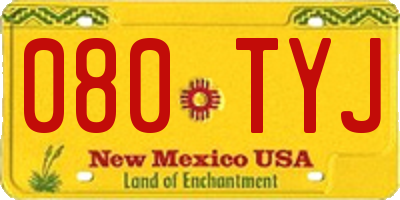 NM license plate 080TYJ
