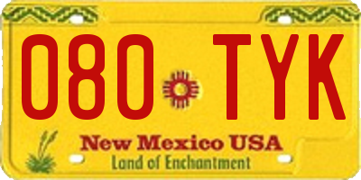 NM license plate 080TYK
