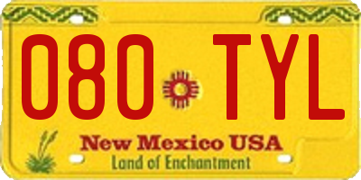 NM license plate 080TYL