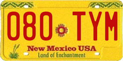 NM license plate 080TYM