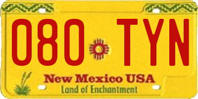 NM license plate 080TYN