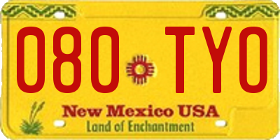 NM license plate 080TYO