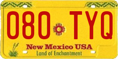 NM license plate 080TYQ
