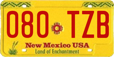 NM license plate 080TZB