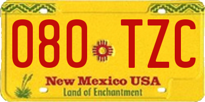 NM license plate 080TZC
