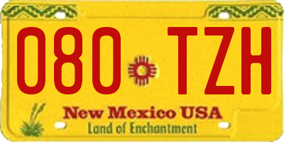 NM license plate 080TZH