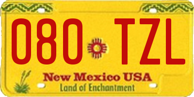 NM license plate 080TZL