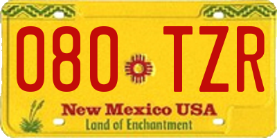 NM license plate 080TZR