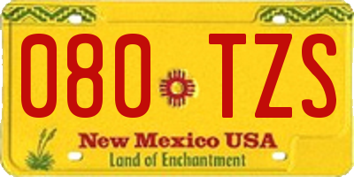 NM license plate 080TZS