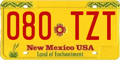 NM license plate 080TZT