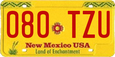 NM license plate 080TZU