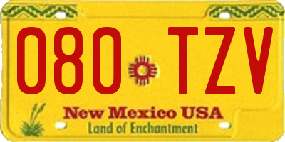 NM license plate 080TZV