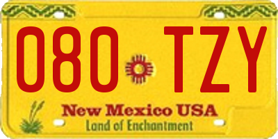 NM license plate 080TZY