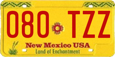 NM license plate 080TZZ