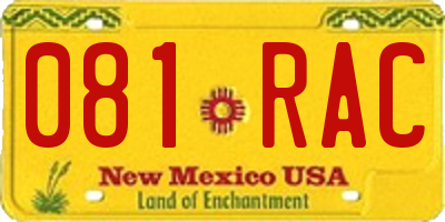 NM license plate 081RAC