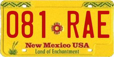 NM license plate 081RAE