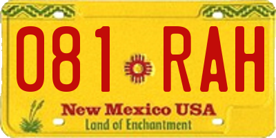 NM license plate 081RAH