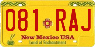 NM license plate 081RAJ