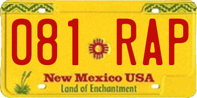 NM license plate 081RAP