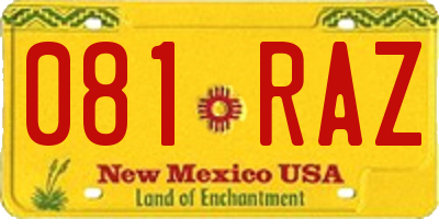 NM license plate 081RAZ