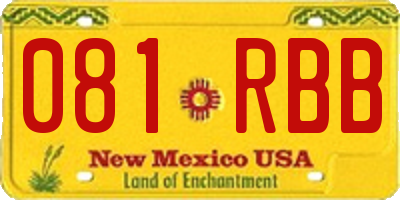 NM license plate 081RBB