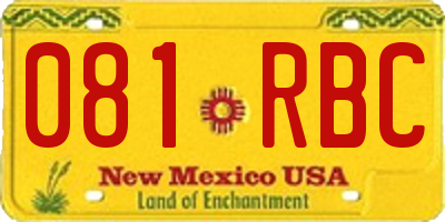 NM license plate 081RBC