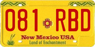 NM license plate 081RBD