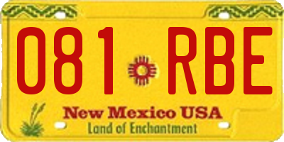 NM license plate 081RBE
