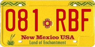 NM license plate 081RBF