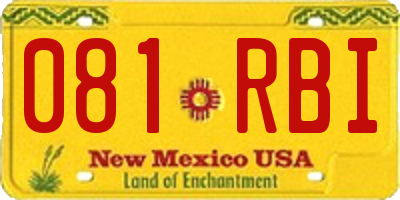 NM license plate 081RBI