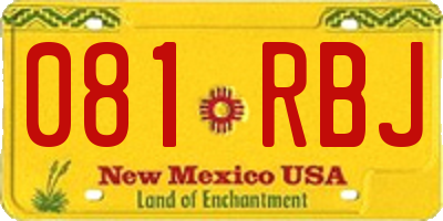 NM license plate 081RBJ