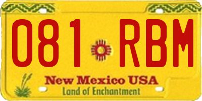 NM license plate 081RBM