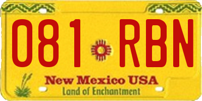 NM license plate 081RBN