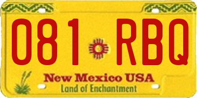 NM license plate 081RBQ