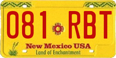 NM license plate 081RBT