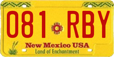 NM license plate 081RBY