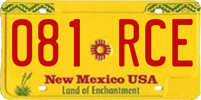 NM license plate 081RCE