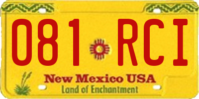 NM license plate 081RCI
