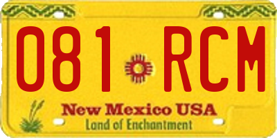 NM license plate 081RCM