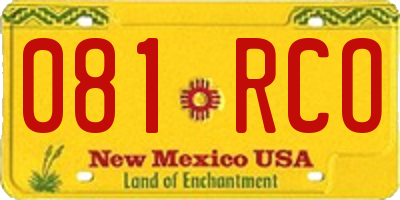 NM license plate 081RCO