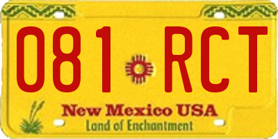 NM license plate 081RCT