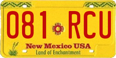 NM license plate 081RCU