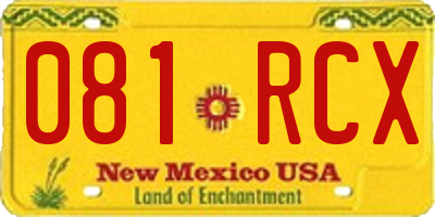 NM license plate 081RCX