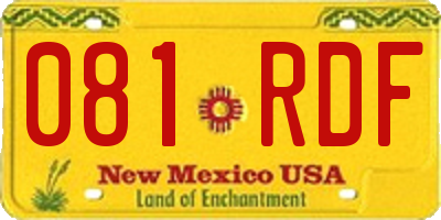 NM license plate 081RDF