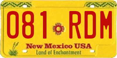 NM license plate 081RDM