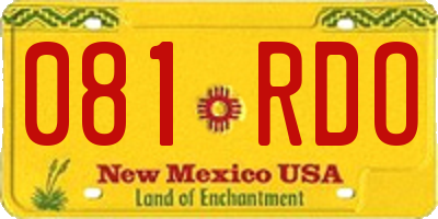 NM license plate 081RDO